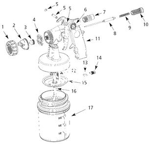 Spray-Gun Parts Diagram and Parts List for HV2000  Campbell Hausfeld Paint Sprayer